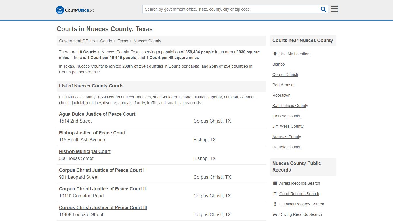 Courts - Nueces County, TX (Court Records & Calendars)