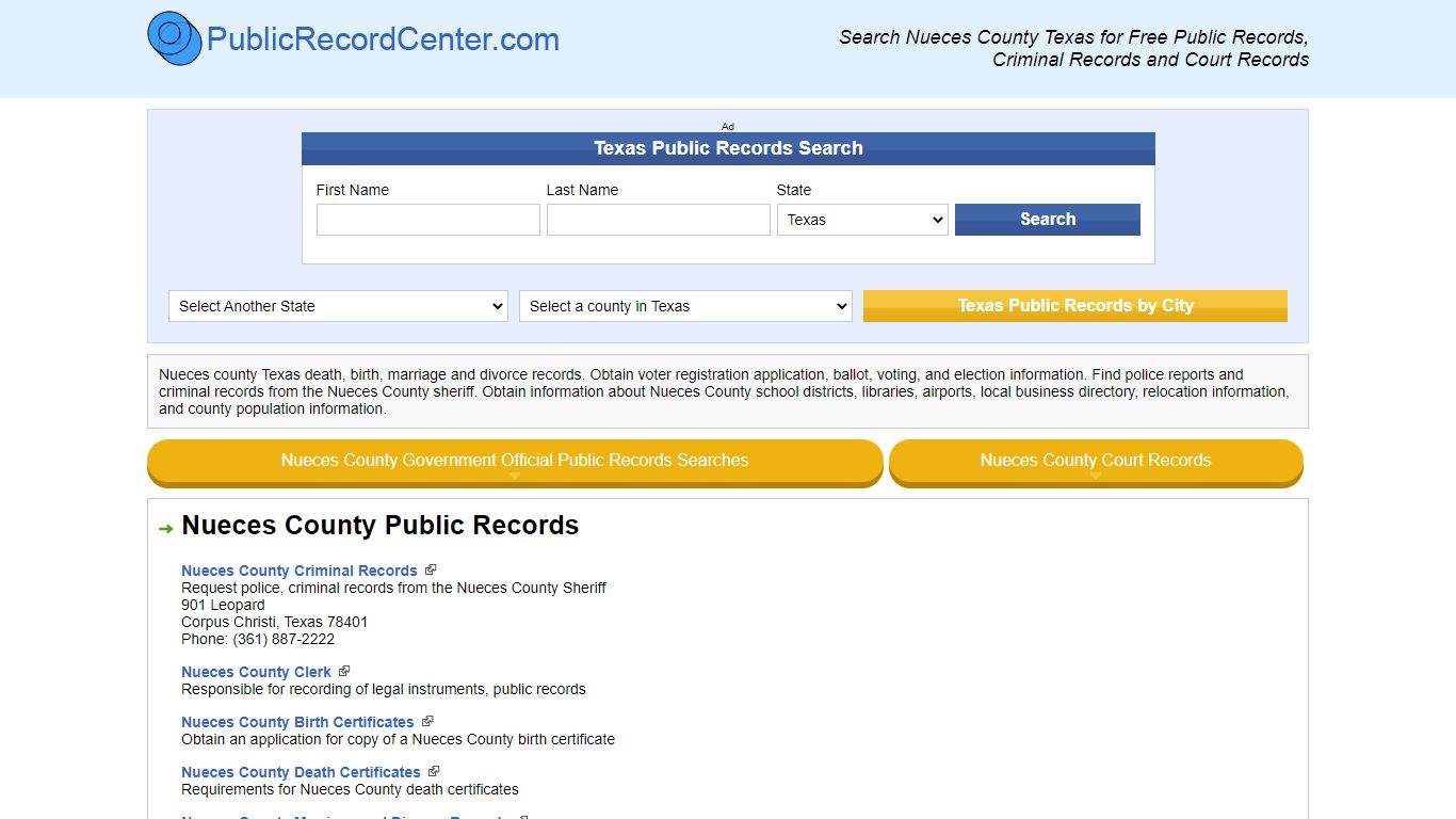 Nueces County Texas Free Public Records - Court Records - Criminal Records